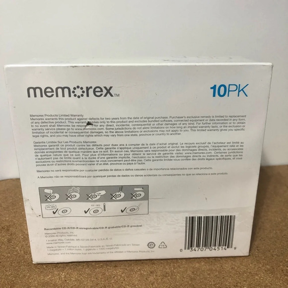 5/$25 Memorex CD-R 52X  700mb 80min10 Disk Pack with Slim Jewel Case NewSealed - Picture 5 of 5